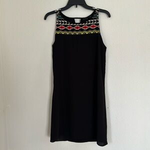 THML black dress with Aztec thread detail